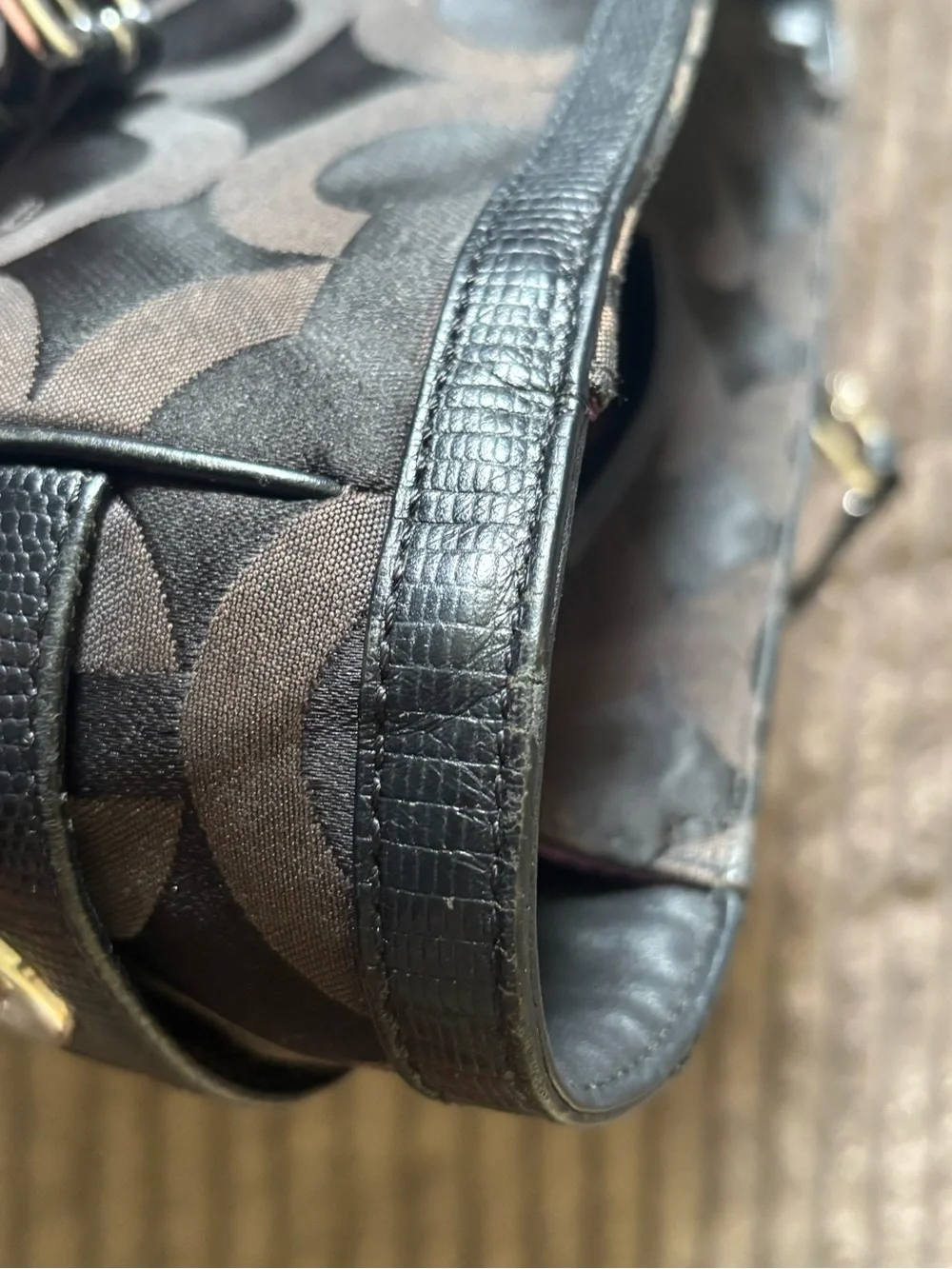 Coach Black Signature C-Pattern Satin Tote